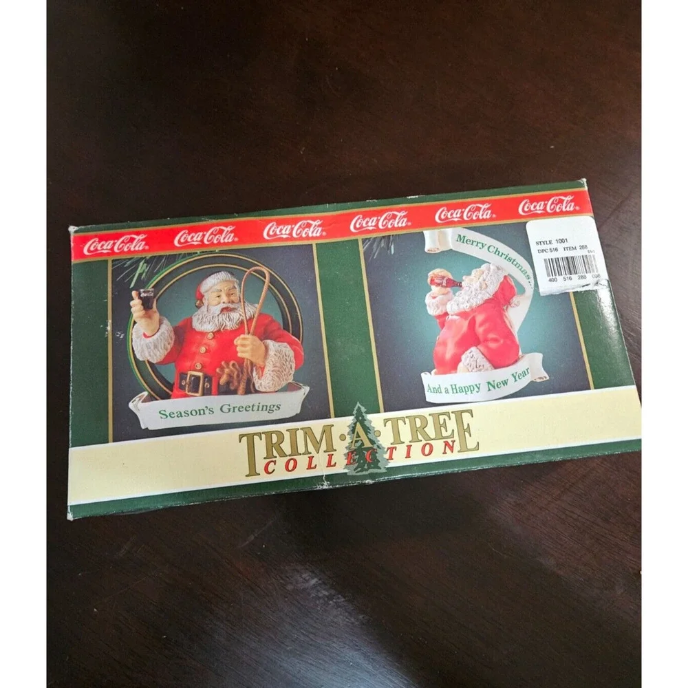 1992 Coca Cola Coke Trim A Tree Collection Set Of 2 Christmas Tree Ornaments